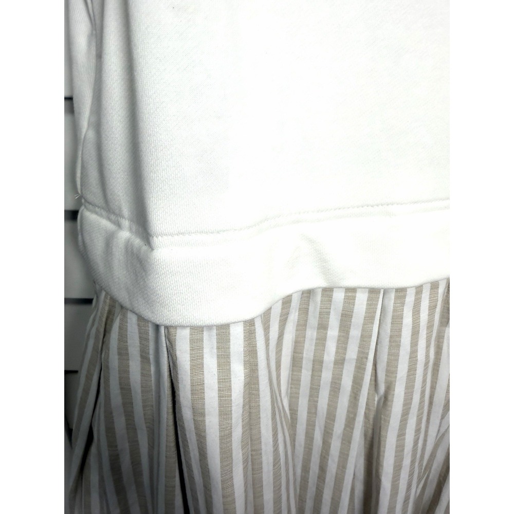 Entro Out For Fun Sand Striped Pleated Ruffle Shirt Dress Women's Size Large - Picture 9 of 14